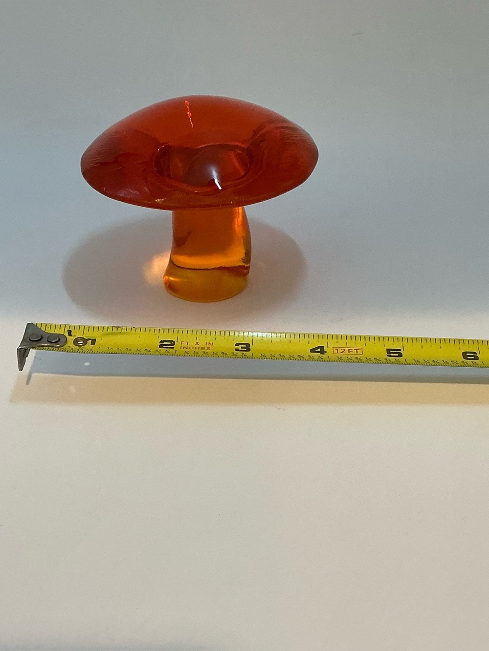 Mushroom Hand Blown Amber Art Glass Paperweight Vintage Mid-Century Style Decor - Picture 6 of 8